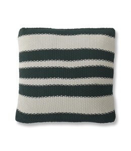 K&K Interiors Cotton Knit Dark Green & Cream Striped Pillow