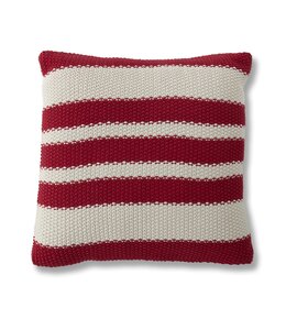 K&K Interiors Cotton Knit Red & Cream Striped Pillow