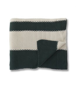 K&K Interiors Dark Green & Cream Striped Throw Blanket