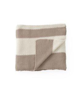 K&K Interiors Cotton Knit Tan & Cream Striped Throw Blanket