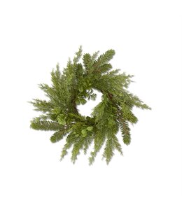 K&K Interiors Real Touch Boxwood and Mixed Pine Candle Ring