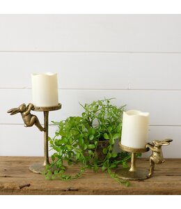 Audrey's Small Golden Rabbit Pillar Candle Holder