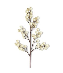 K&K Interiors White Crackle Glitter Rosehip Stem
