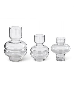 K&K Interiors Large Clear Glass Pot Belly Vase