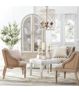 K&K Interiors Set of 3 Whitewashed Gold Wood Candleholders