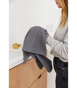 Geometry Waffle Hand Towel - Charcoal