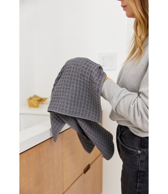 Geometry Waffle Hand Towel - Charcoal