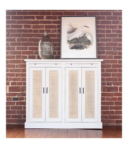 Jeffan Camden Tall 2 Door Cabinet with Rattan Inset