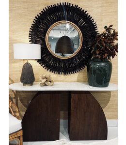 Jeffan Abstract Wooden Base Console Table With Marble Top