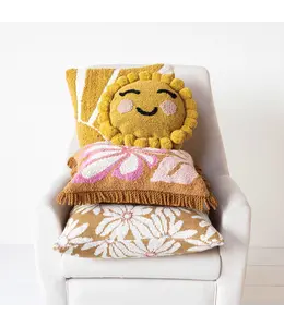 Creative Co-Op Round Cotton Tufted Sun Shaped Pillow