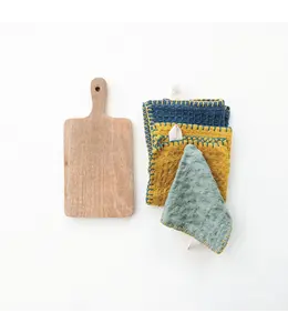 Creative Co-Op Waffle Weave Dish Cloths With Cutting Board
