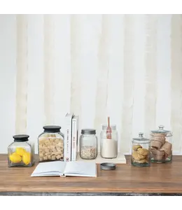 Creative Co-Op Pressed Glass Jar With Black Stainless Steel Lid