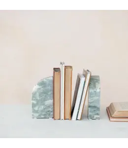 Creative Co-Op Marble Bookend, Green Melange