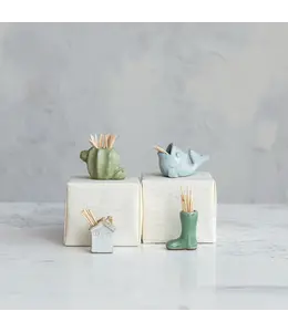 Creative Co-Op Stoneware Fish Shaped Toothpick Holder