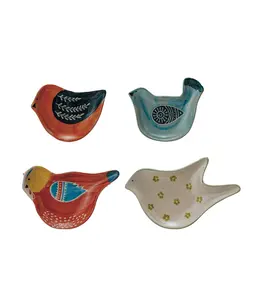 Creative Co-Op Hand-Painted Stoneware Bird Shaped Dish, 4 Styles