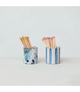Creative Co-Op Stoneware Matchstick Holder With Striker