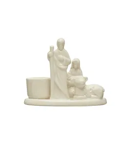 Creative Co-Op Stoneware Nativity Taper Holder, White