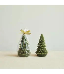 Creative Co-Op Unscented Tree Shaped Candle With Gold Tips