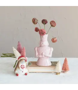 Creative Co-Op Ceramic Soldier Vase, Pink