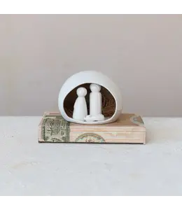 Creative Co-Op Stoneware Nativity, White, Set of 4