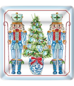 Boston International Blue Nutcrackers Christmas 7" Square Paper Plate