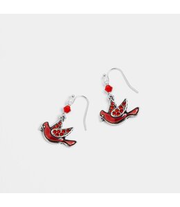 Whispers Bedazzled Red Cardinal Earrings