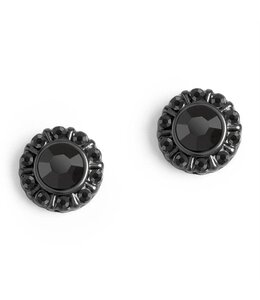 Whispers Black Onyx with Stones Stud Earrings