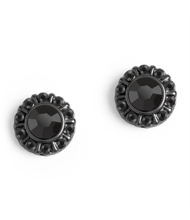 Whispers Black Onyx with Stones Stud Earrings