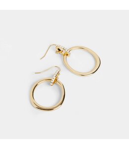Whispers Double Ring Dangles Earrings - Gold