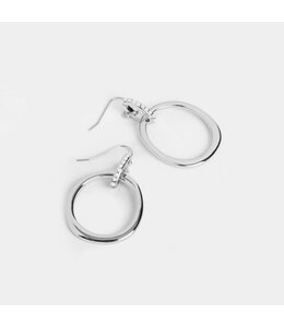 Whispers Double Ring Dangles Earrings - Silver