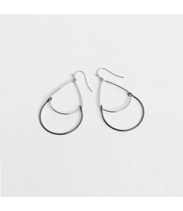 Whispers Double Teardrop Dangle Earring - Gunmetal