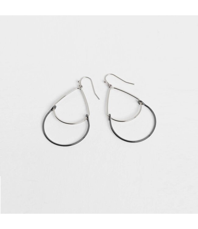 Whispers Double Teardrop Dangle Earring - Gunmetal
