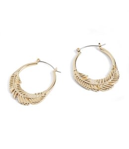 Whispers Feather Hoop Earrings - Gold