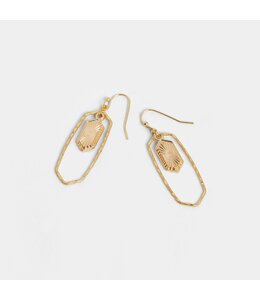 Whispers Hammered Frame Dangle Earring - Gold