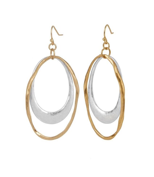 Whispers Mixed Metal Double Oval Dangle Earrings