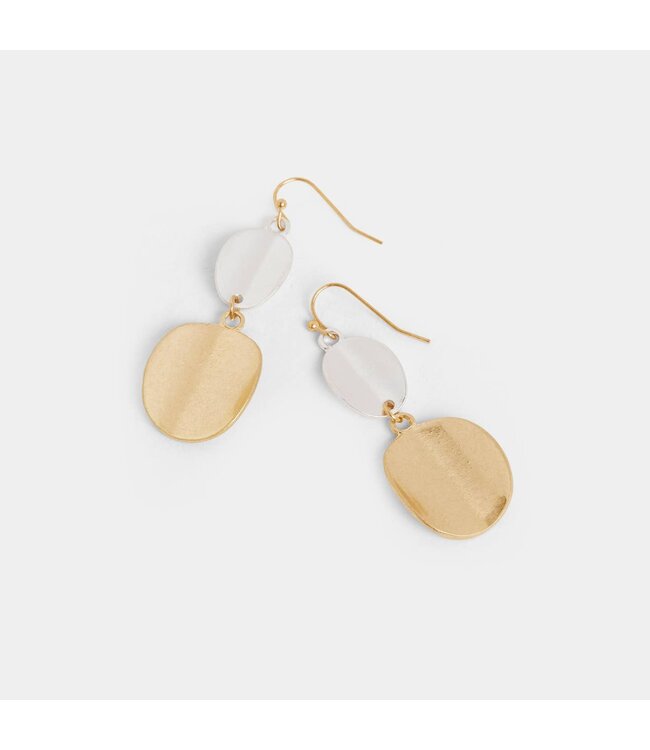 Whispers Mixed Metal Folded Coin Dangle Earring