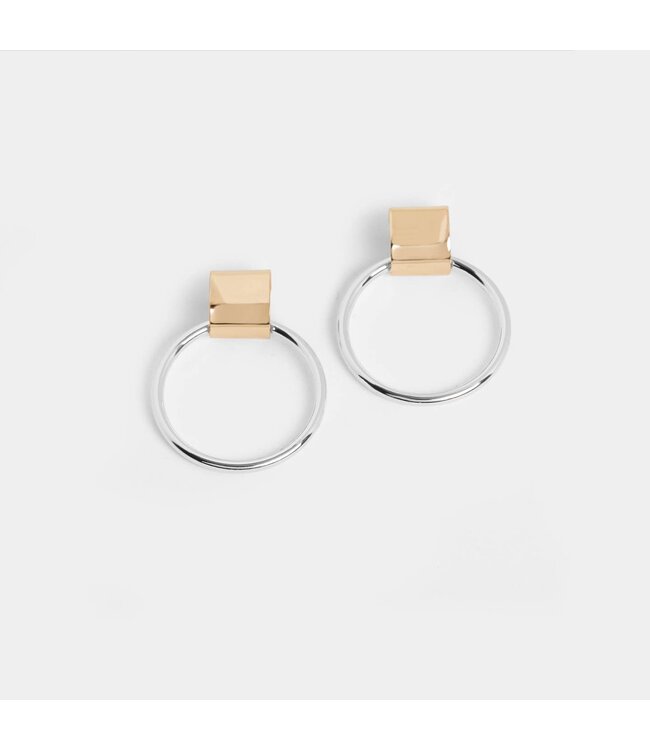 Whispers Mixed Metal Sleek Hoop Earrings