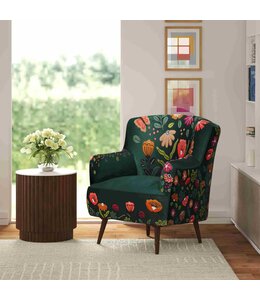 LR Home Green Floral Accent Chair