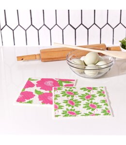 rockflowerpaper Poppies Pink Blu Cloths, Set of 2