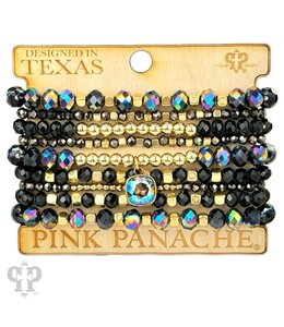 Pink Panache Faceted and Smooth Bead Stacked Bracelet