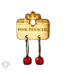 Pink Panache Square Austrian Crystal Hoop Earring - Red