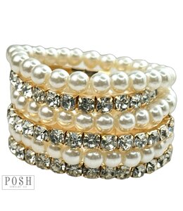 Pink Panache Pearl and Rhinestone Bracelet Set