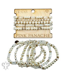 Pink Panache Pearl and Faceted Bead Bracelet Stack