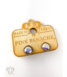 Pink Panache Square Austrian Crystal Post Earring