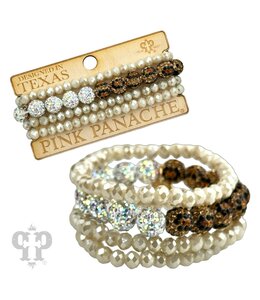 Pink Panache Mixed Bead Bracelet Set - White