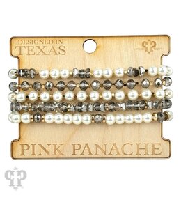 Pink Panache Pearl and Faceted Bead Bracelet Stack - Gray