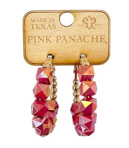 Pink Panache Iridescent Fuchsia Bead Hoop Earring