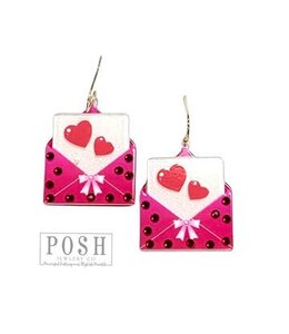 Pink Panache Pink Envelope Earring, Valentines Day