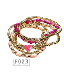 Pink Panache Pink Six Strand Bracelet Set