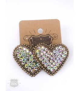Pink Panache Sparkling Rhinestone Filled Heart Earring